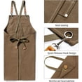 thumbnail image 3 of Chef Apron for Men and Women with Large Pockets, Canvas Cross Back Cotton Work Aprons,Size M to XXL, Brown, 3 of 6