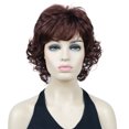 thumbnail image 1 of Short Curly Wigs Soft Shaggy Layered Classic Cap Full Synthetic Wigs for Women，12" Dark Auburn, 1 of 8