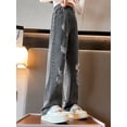 thumbnail image 4 of Rswnyirn Kids Girls Ripped Flared Jeans High Waist Bell Bottom Denim Pants Casual Wide Leg Trouser Dark Gray 140, 4 of 6