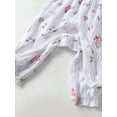 thumbnail image 4 of Infant Baby Girl Long Sleeve Ditsy Floral Shaped Ruffle Romper and Headband Outfit Set White 0-3 Months, 4 of 6
