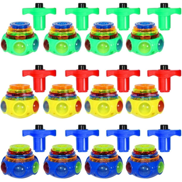 Damaie 12 Pack Led Spinning Tops Peg Top Light Up Music Spin Toys Glow In The Dark Party Supplies Gift