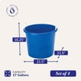 thumbnail image 4 of Homz 17-Gallon Indoor Outdoor Storage Bucket with Handles, Blue (4 Pack), 4 of 9