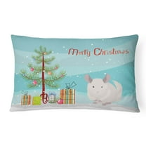 Carolines Treasures CK4437PW1216 White Dominant Chinchilla Merry Christmas Canvas Fabric Decorative Pillow, 12H x16W,