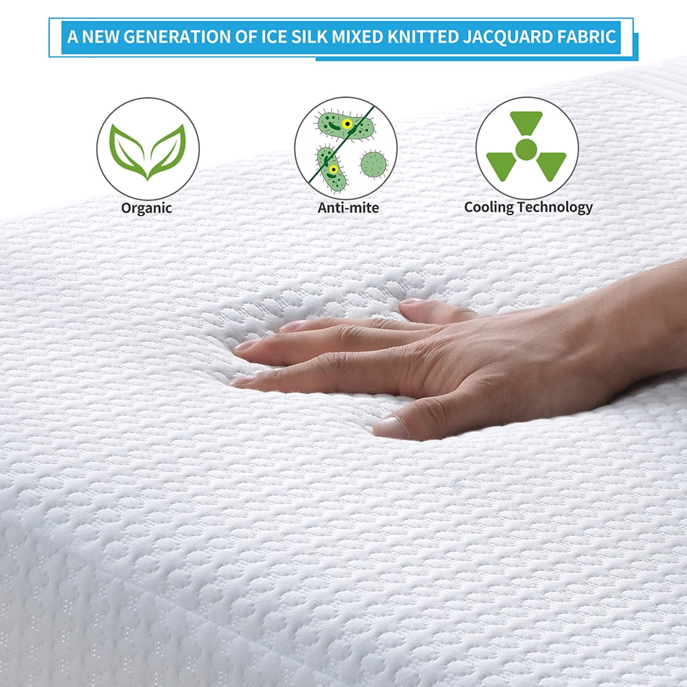 Veryke 8 inches Gel and Charcoal Memory Foam Mattress - Medium Comfort - Queen Size - White