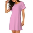 thumbnail image 2 of Yiaed Pink Print Women's Loose-Fit Short Sleeve Nightgown, Soft and Comfortable Sleep Dress for Relaxation and Sleepwear, 2 of 6