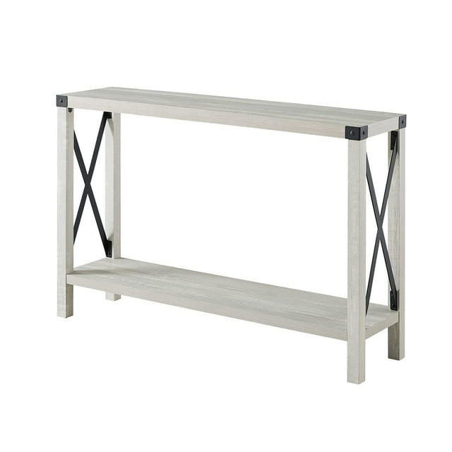 Walker Edison Sedalia Modern Farmhouse Metal X Entry Table, 46 Inch, Stone Grey