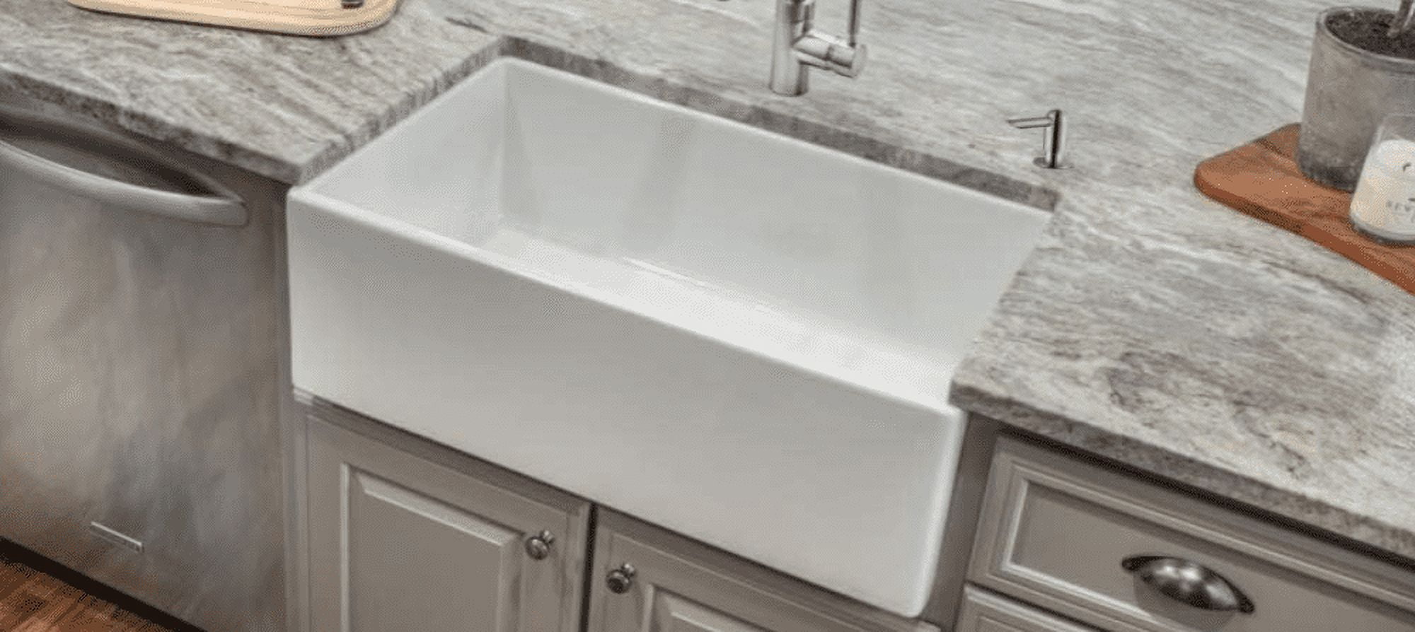 Magnolia Sinks Kitchen Sink White Farmhouse Sink 30"x18"x10" Apron Front Sink Fireclay Sink (30 inch Apron Sink Undermount Single Bowl Sink White Fireclay Kitchen Sinks)