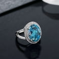 thumbnail image 6 of Gem Stone King 925 Sterling Silver London Blue Topaz Ring for Women (7.94 Cttw, Oval 14X10MM, Gemstone Birthstone, Available in Size 5, 6, 7, 8, 9), 6 of 6