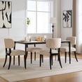 thumbnail image 3 of Mid-Century Modern Upholstered Dining Chairs Set of 2, Fabric Side Chairs with Rubber Wood Legs, Farmhouse Kitchen Chairs for Dining Room，Beige, 3 of 11