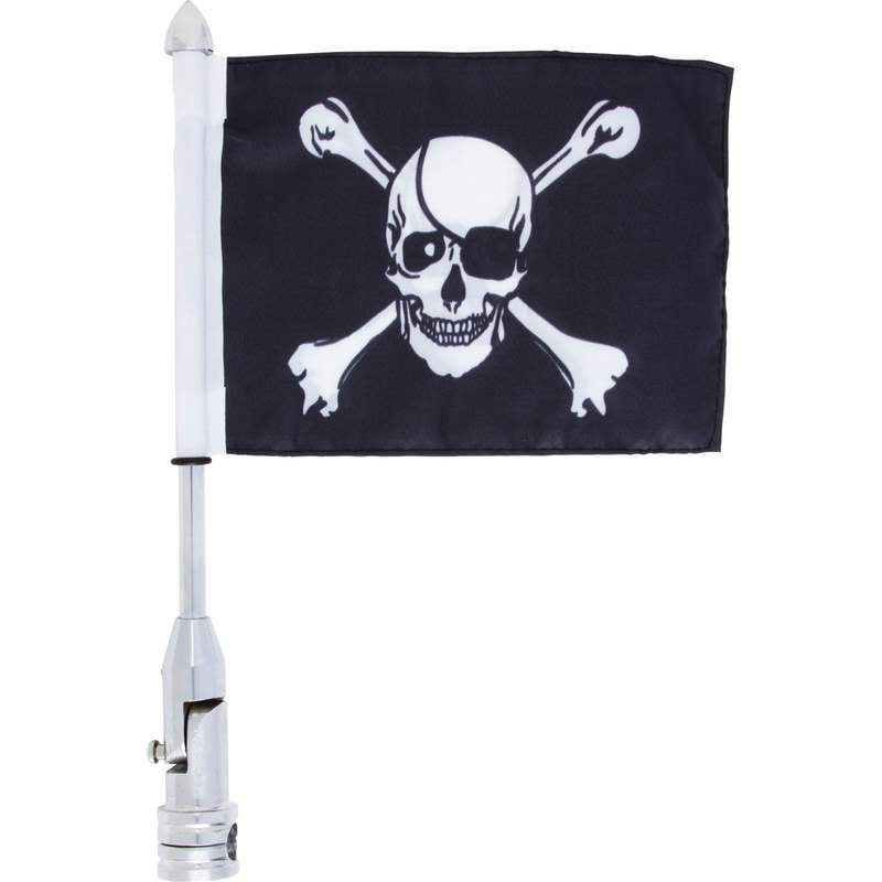 Skull & Crossbones Flag Motorcycle Boat double-sided embroidered 15" X 9" nylon