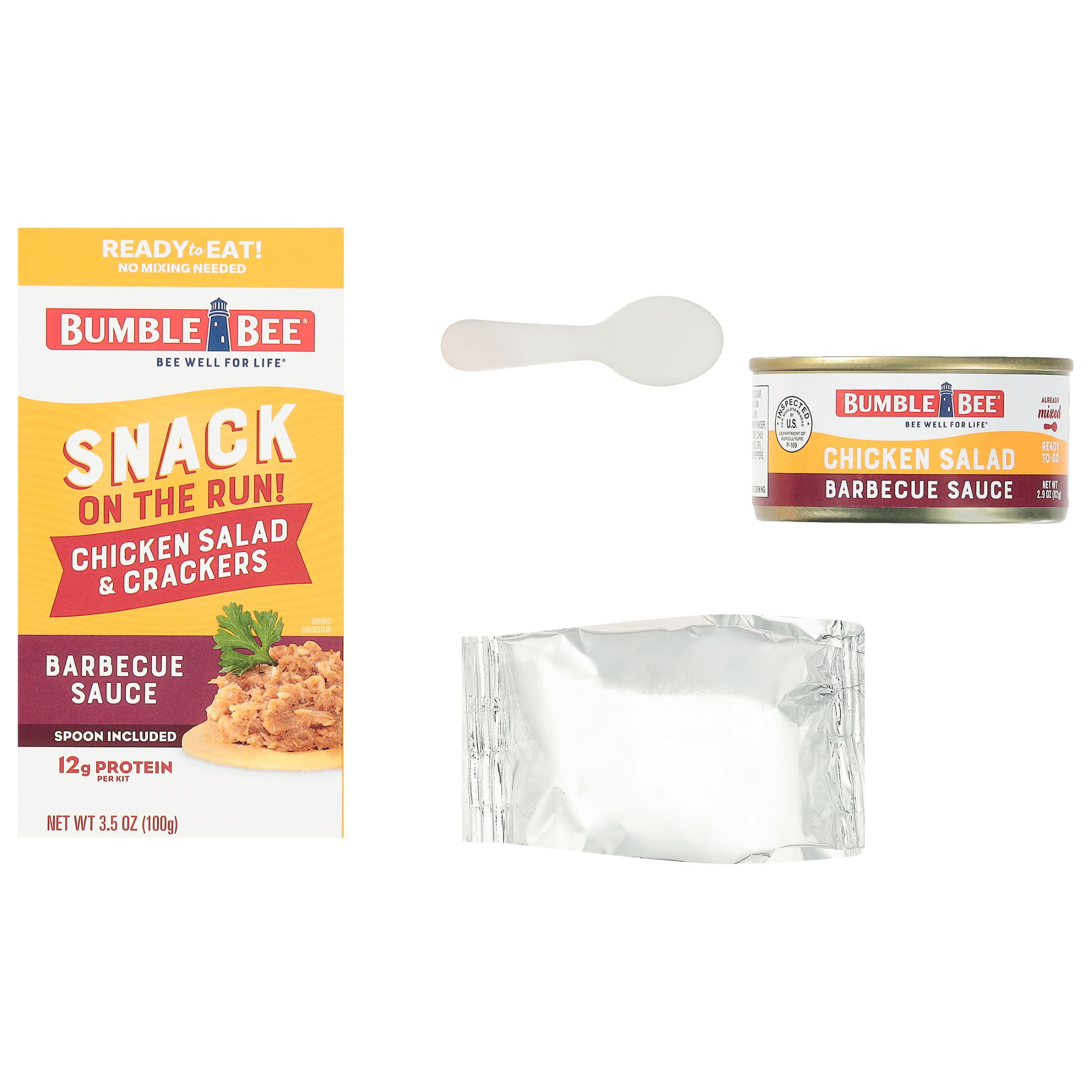 (12 pack) Bumble Bee Snack on The Run Barbecue Flavored Chicken Salad and Crackers Kit, Ready to Eat, Shelf Stable Box, 3.5 oz