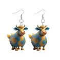 thumbnail image 2 of Teissuly Cow Earrings For Women Girls Funny Cattle Print Pattern Farm Acrylic Drop Dangle Earrings Party Jewelry Cute Novelty Accessories Gifts Teissuly WER202312131296, 2 of 2