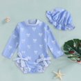 thumbnail image 2 of Girls Bathing Suit Baby Girls Long Sleeve Swimsuit Romper With Hat Bathing Suit Beach Rash Guard Girls Swimming Suit,3-6 Months, 2 of 4