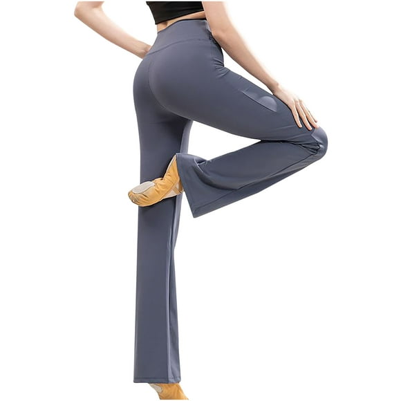 Lolmot Womens Solid Color Straight Tube Slightly Flared High Waist And Hip Lifting Exercise Fitness Yoga Pants