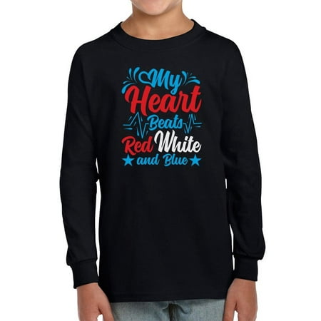 

My Heart Beats Red White Blue Long Sleeve Toddler -Image by Shutterstock 2 Toddler