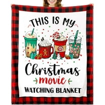 Buryeah 50'''' x 60'''' Christmas Throw Blanket This is My Christmas Movie Watching Blanket Plush Warm Black Red Plaid Movie Lover Gifts Home Decor for Sofa Couch Bed