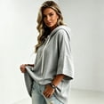 thumbnail image 4 of Textilo Women Pullover Sweaters 3/4 Batwing Sleeve Drawstring Hoodies Hooded Solid Color Pullover Tops Lightweight Y2k Casual 2026 Fall Winter Top,Gray XL, 4 of 6