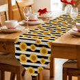 thumbnail image 2 of Table Runners 120 Inches Long, Yellow Sunflower Cotton Linen Kitchen Dining Coffee Table Runner for Party Home Decor, Black White Stripe Farmhouse Vintage Tabletop Dresser Scarves 13x120 Inch, 2 of 9