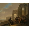 thumbnail image 2 of Jan Both 14x12 Black Ornate Wood Framed Double Matted Museum Art Print Titled: Street Scene with Roman Ruins (C. 1642 - C. 1644), 2 of 5