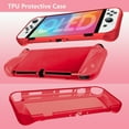 thumbnail image 6 of omarando TPU Case Cover Accessories Kit for Nintendo Switch (OLED Model),Shoulder Bag for Switch ,with Tempered Glass Screen Protector ,Thumb Grip Caps . Game Card Case (Transparent Red), 6 of 6