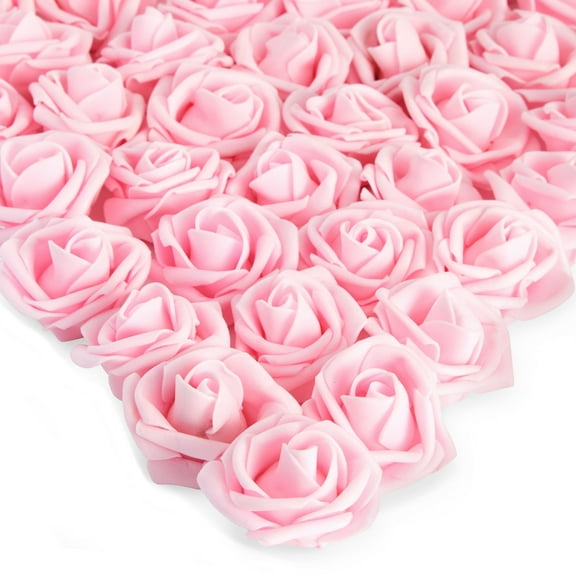 Bright Creations Light Pink Roses Artificial Flowers for Decoration, Stemless Fake Foam Rose Heads for Bridal Shower, Wedding (2 Inches) - Pack of 200 Foam Flowers - Artificial Roses Bulk