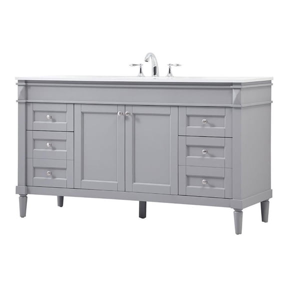 Elegant Decor Bennett 60" Aluminum MDF Single Bathroom Vanity in Gray