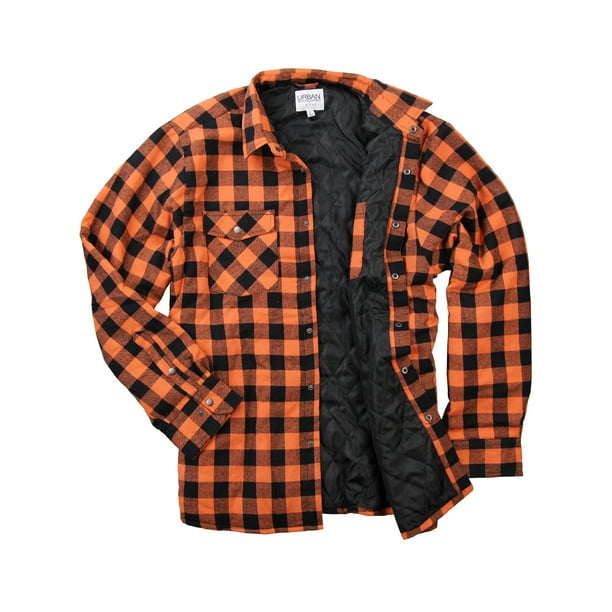 WEUTHEY - Men's Insulated Quilted Lined Flannel Shirt Jacket (Orange