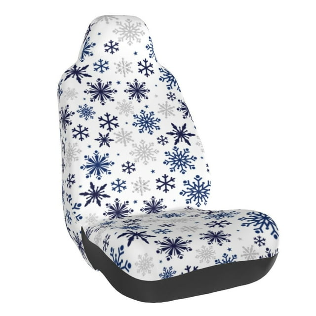 Wukai blue Snowflake Prints Full Set Car Seat Covers with Soft Padding Universal Auto Front Seats Protector and Cushion Mat
