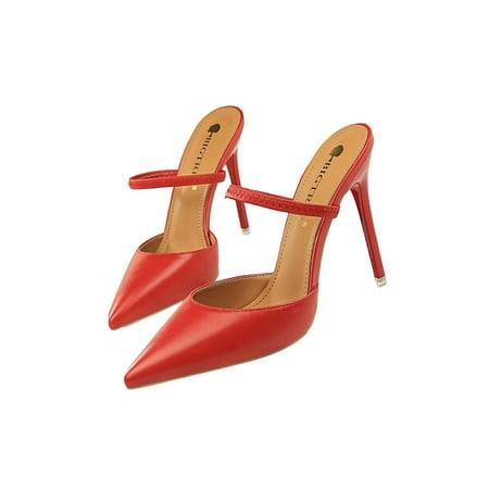 

Audeban Ladies Elegant Pointed Toe Heels Summer Lightweight Pumps Women Antislip Slip On Backless Slide Sandal