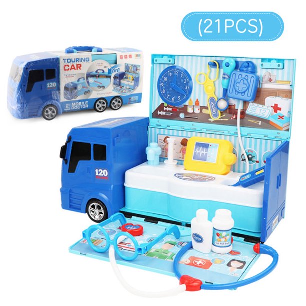 Children 2 in 1 Ambulance Car with Stethoscope 21 PCS Pretend Play