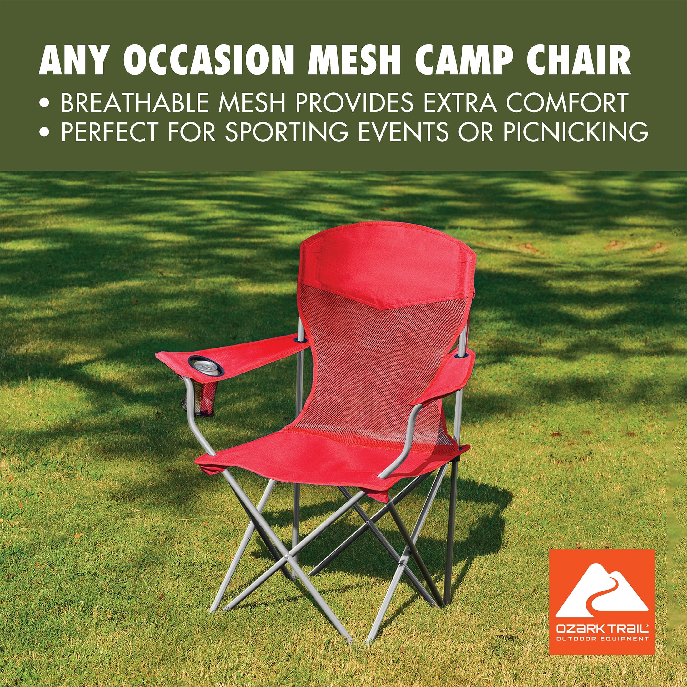 Ozark Trail Basic Chair Mesh, Red, Adult