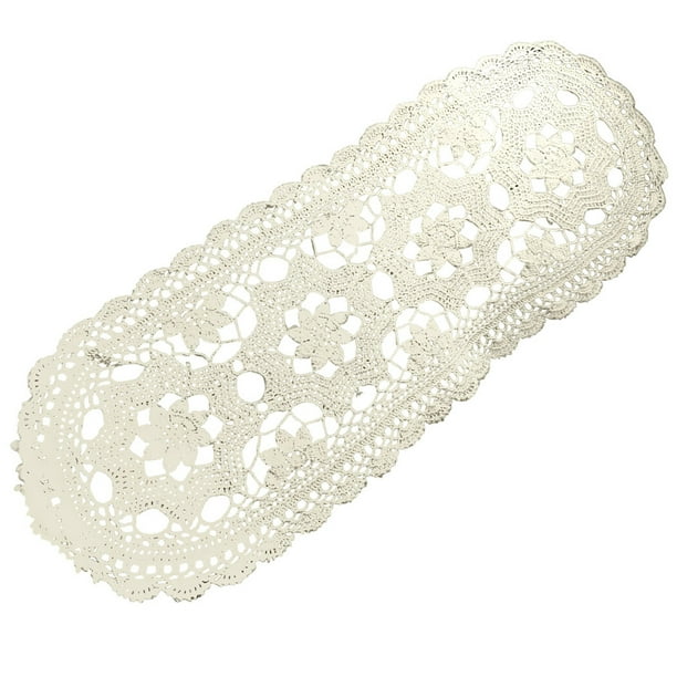 Camino de mesa de algodón hecho a mano – Mantel de ganchillo de encaje de tejido hueco de estilo campestre, elegante funda para tocador, perfecto para decoración rústica de granja, 11.81" x 35.43"