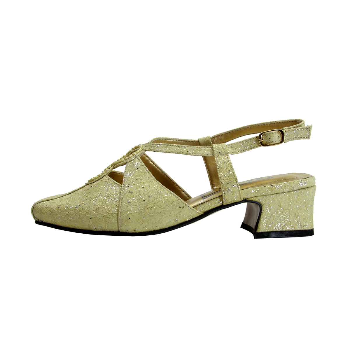 FLORAL Ines Women's Wide Width Criss-Cross Dress Pumps GOLD 6