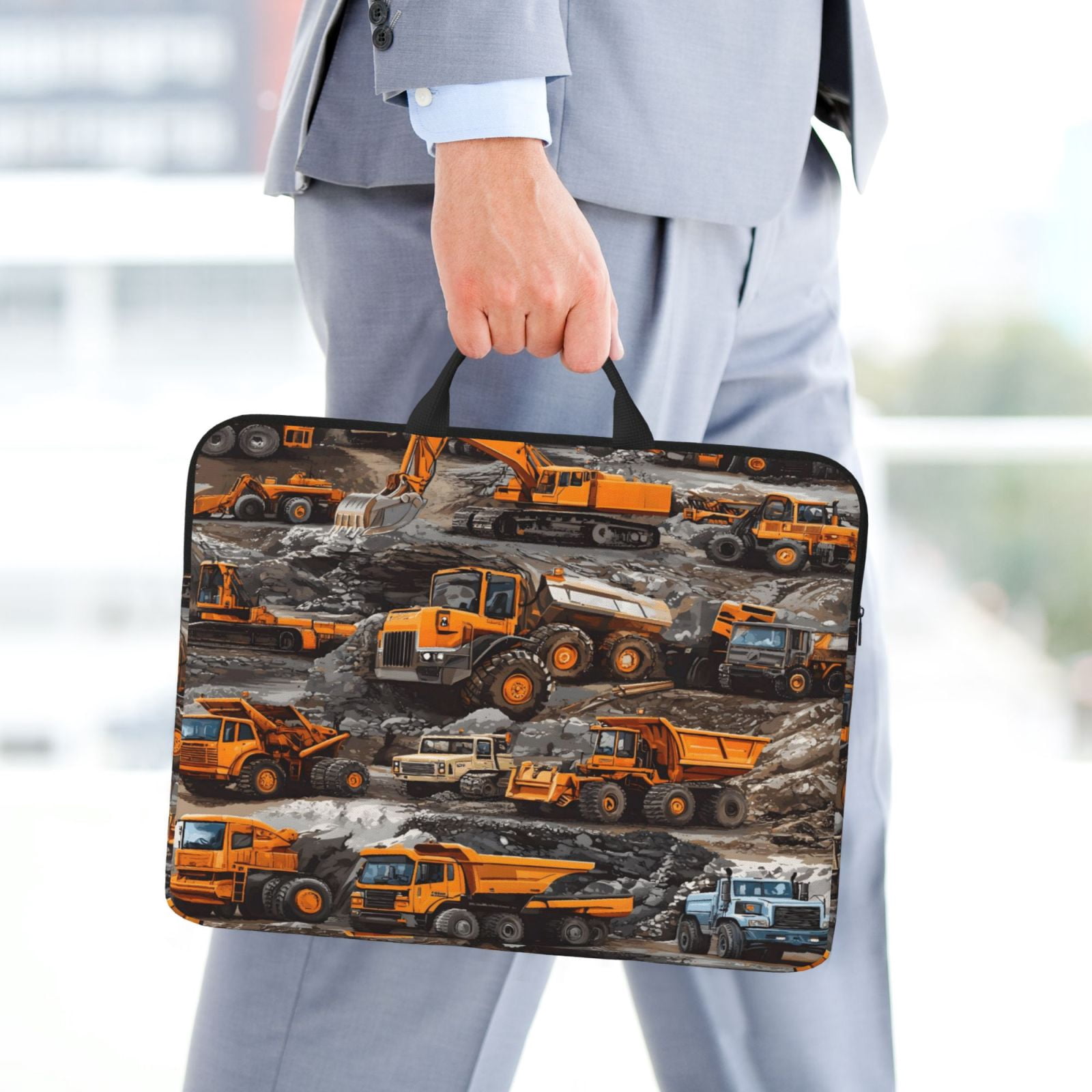 Laptop Sleeve Bag For Women Men 14inch Waterproof Durable Protective Computer Carrying Cover Handle Laptop Case Bag Engineering Vehicle