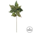 thumbnail image 3 of Vickerman 20" Green Glitter Poinsettia Artificial Christmas Stem, Pack of 3, 3 of 3