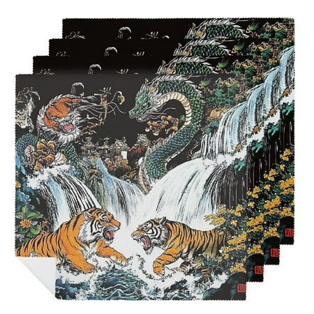 

FUMJ Tigers Dragon Waterfall Cloth Napkins Polyester Home Decor for Farmhouse Party Dining Table Kitchen Decor 2 PCS