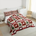 thumbnail image 3 of jejeloiu Wild Bear Queen Comforter Set,Jungle Wildlife Animals Bedding Sets,Red Patchwork Plaid Bedding Comforter Set For Girls Kids,Ultra Soft Home Decor Reversible,3-Piece, 3 of 8