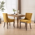 thumbnail image 3 of Gewnee Set of 2 Side Dining Chairs, Fabric Upholstered High Back Dining Table Chairs with Solid Wood Legs for Dining Room & Kitchen,Golden, 3 of 13