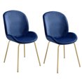 thumbnail image 2 of Blue and Gold Velvet Wingback Side Chairs - Set of 2, 2 of 7