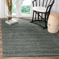 SAFAVIEH Montauk Devnet Geometric Cotton Area Rug, Ivory/Dark Grey, 3' x 5'