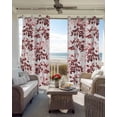 thumbnail image 4 of Red Botanical Blackout Curtains, Light Blocking Print Window Curtains, Vintage Nature Flower Floral Thermal Insulated Window Drapes for Living Room Kitchen Cafe 2 Panels, 55"W x 39"L, 4 of 9