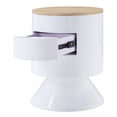 thumbnail image 4 of Newboti Furniture White High Gloss and Natural 1-drawer Drum Nightstand 29087, 4 of 7