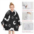 thumbnail image 6 of Black Halloween Bat Spider Pattern Blanket Hoodies for Kids 6-13YR Oversize Wearable Blanket Hoodies for Boys Girls Teens, 6 of 7