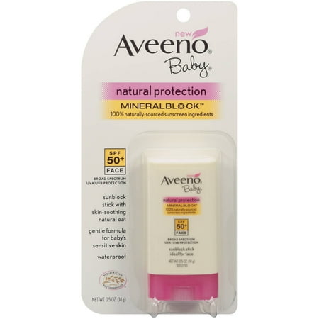 Aveeno Baby Mineralblock Face Sunblock SPF 50, .5 oz - Walmart.com