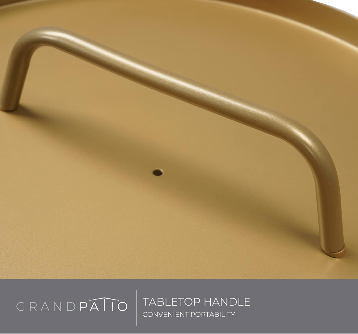 Grand Patio Round Coffee Side Table With Handle Small Steel End Table for Outdoor & Indoor, Gold