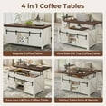 thumbnail image 4 of Lift Top Coffee Table with Hidden Storage Compartment, 4 in 1 Farmhouse Coffee Table with 4 Sliding Barn Doors, White, 4 of 7