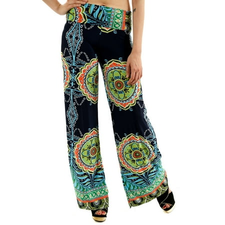 Uptown Apparel Womens Fold Over Waist Wide Leg Palazzo Pants, Good for tall, curvy women - Available in S-XXXL - MADE IN USA