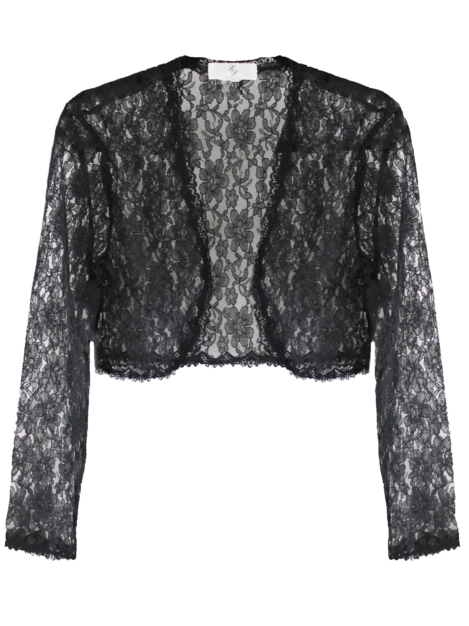 Luxury Divas Black Long Sleeve Lace Bolero Dressy Shrug Jacket Size