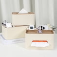 thumbnail image 3 of Nvzi Caja de pañuelos rectangular con tapa, caja de pañuelos de cuero cortado, organizador moderno de toallas de papel facial, dispensador de pañuelos de caja de 9,84 x 5,35 x 3,7 pulgadas (gris), 3 of 3