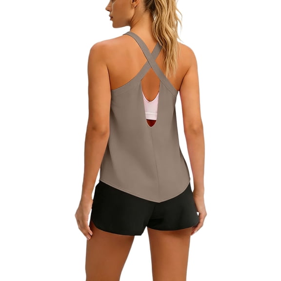 jjayotai Workout Tank Tops for Women Open Back Criss Cross Yago Shirts Sleeveless Loose Fitted Running Gym Shirts Tops